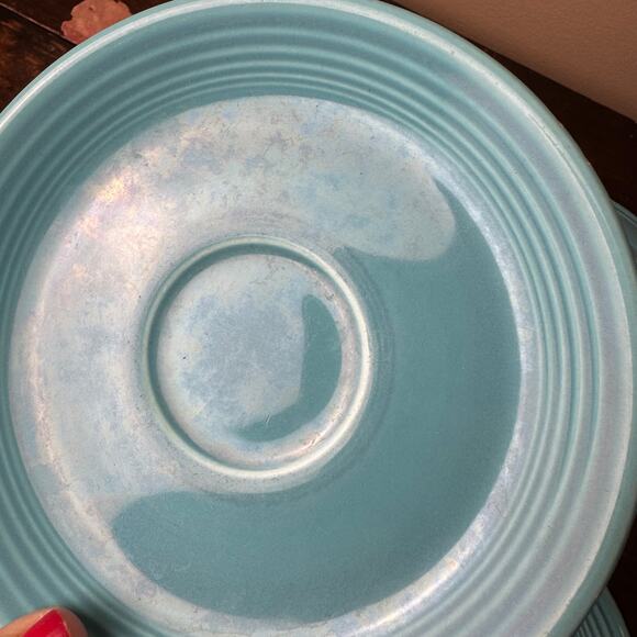Set of 4 Fiesta Fiestaware Original Vintage 1937-1969 Turquoise Saucer Plates - Picture 4 of 9